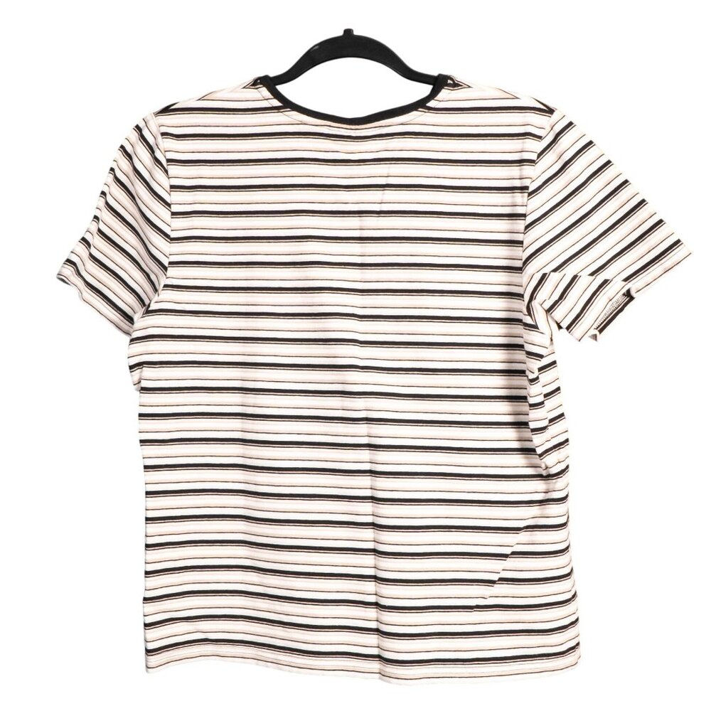 Croft & Barrow Striped VNeck Shirt L Womens Black Cream White Short Sleeve - Picture 5 of 5